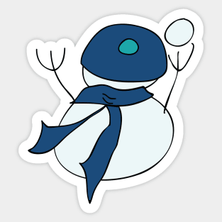 Snowball fight, snowman back Sticker